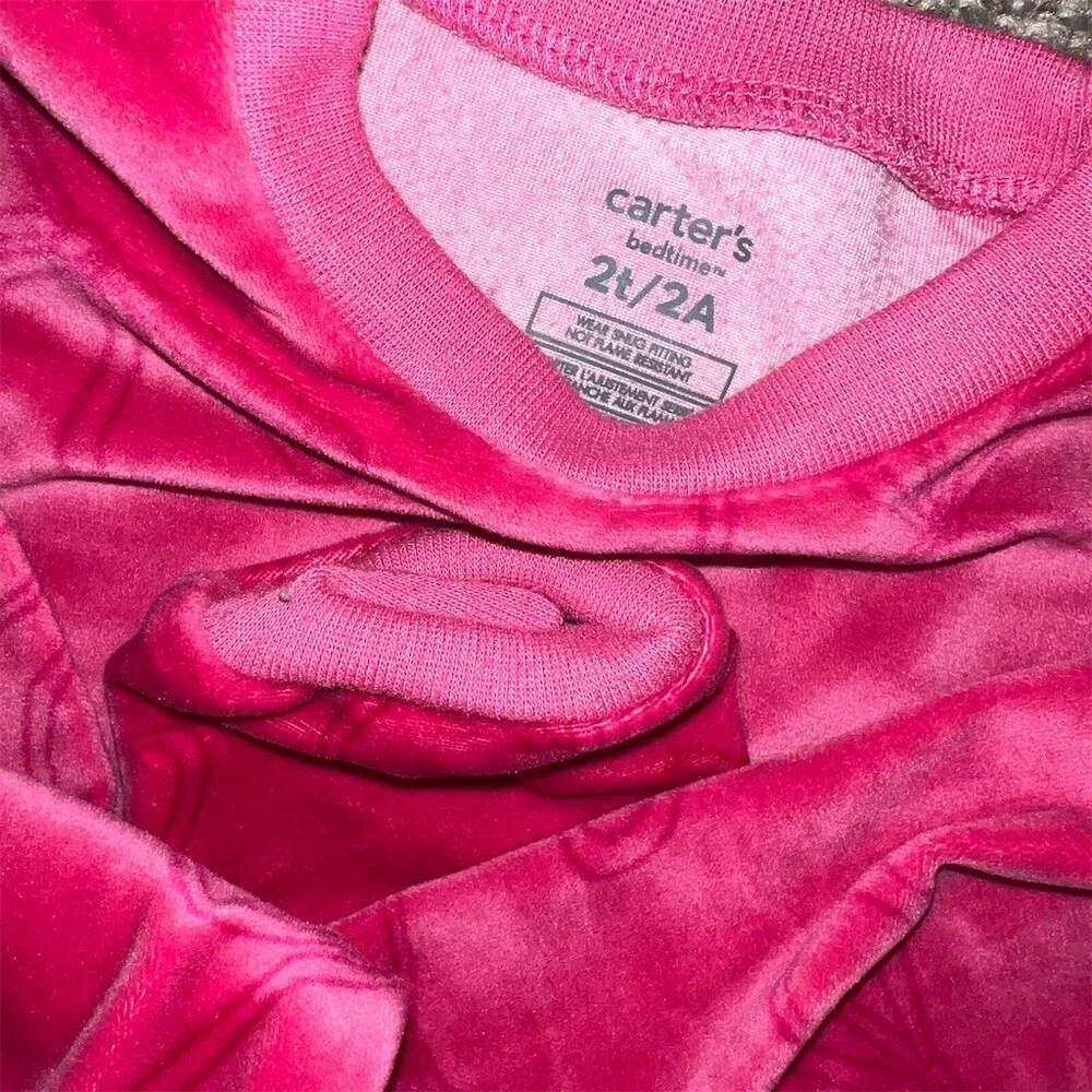Carter's Toddler Girls Pajama Set Size 2T Pink Bow Print Long Sleeve